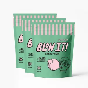 Blow It Mental Mint Energy Gum 3 Pack - 64mg Caffeine & Xylitol - Sugar-Free, Fast Absorption - Perfect for Workouts & Studies - No Crash, Zero Sugar Energy Drink Alternative - Beverage
