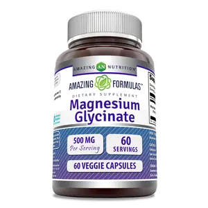 Amazing Formulas Magnesium Glycinate Supplement | 500 Mg per Serving | 60 Veggie Capsule | Non-GMO | Gluten-Free | Made in USA