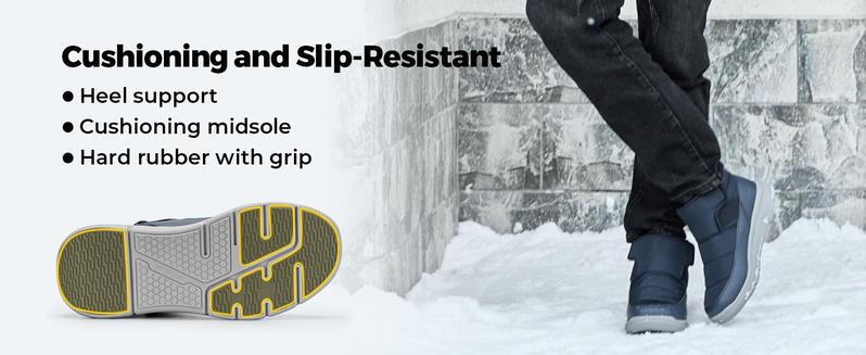 FitVille Mens Winter Boots V14 Wide Width Water Resistant Snow Boots for Men Lightweight Warm Fur Lined Walking Shoes Closed Toe