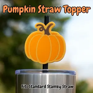 Pumpkin Stanley Straw Topper - 3D Printed Pumpkin Orange with Brown Stem Fits Standard Stanley Straw Lightweight Reusable Fall Drink Accessory