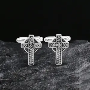 GTHIC Celtic Cross Brass Cufflinks Versatile Jewelry Accessories for Men Women Birthday Gift