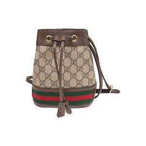 Gucci Ophidia Vintage Logo Canvas and Leather Bucket Bag for Women in Ebony