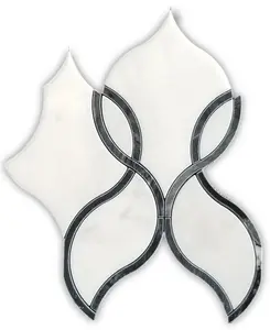 Artistic Oriental White and Black Waterfall Backsplash Mosaics Floor and Wall Tiles (8x9 inch) DP8914