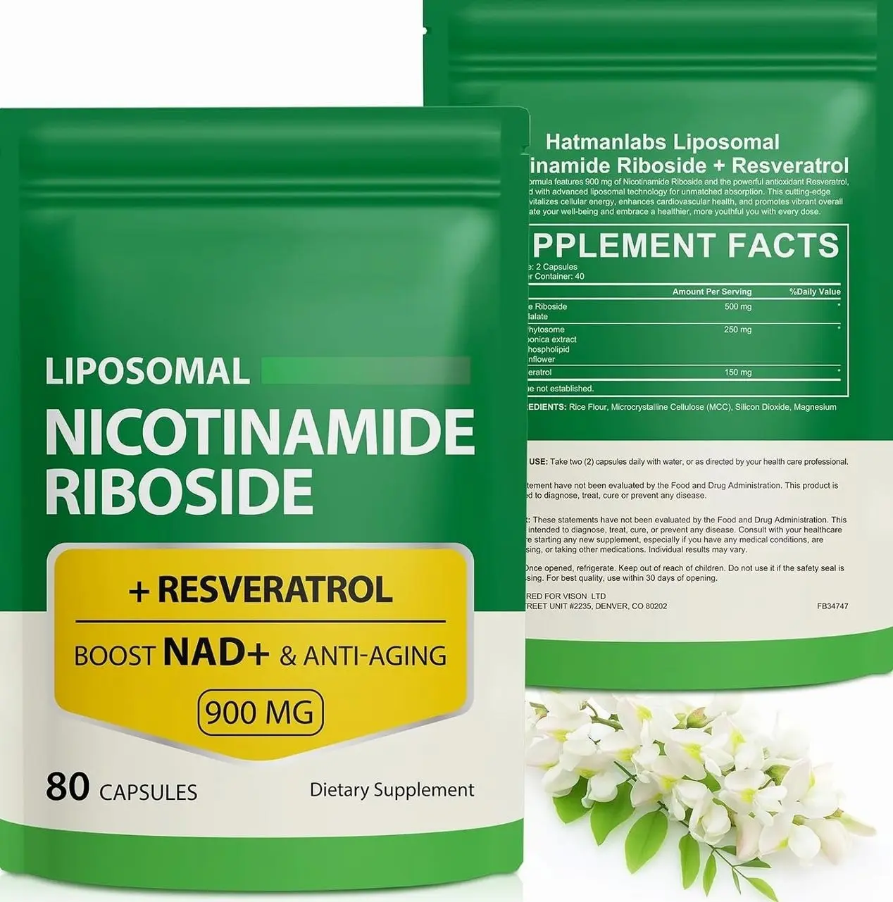 NAD Supplement with Nicotinamide Riboside - Resveratrol,Liposomal Nicotinamide Riboside,Quercetin - High Purity NAD Supplement for Anti-Aging, Focus, Energy 160 Capsules (2 Bag)