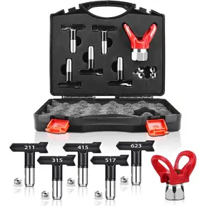 6 Reversible Spray Nozzles, Airless Spray Nozzles, Airless Spray Gun Nozzles and Nozzle Storage Box for Model Making (211, 315, 415, 517, 623)