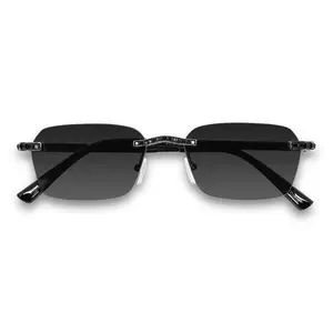 Baguette Stone Sunglasses – Black Lens Rimless Design