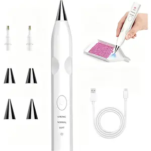 Electric  Painting Pen Kit, Cordless USB-C Rechargeable  Art Tool with Vacuum Pickup, No Wax, 3 Suction Levels, Interchangeable Tips, Low Noise for DIY Craft Lovers.(White)