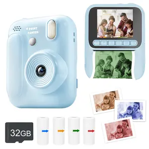 kids camera, Polaroid camera, with color printing paper, 1080P video, suitable for Christmas and birthday gifts for boys and girls, portable travel printing digital camera toys for children aged 3-12, fun photo frames, Pocket camera