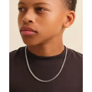 Youth Cuban Link Chain 5mm - Silver - Waterproof - Box Clasp