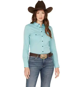 Rank 45 Women's 45&Reg; Print Long Sleeve Vented Western Performance Shirt - Rwfa22w71-Turq