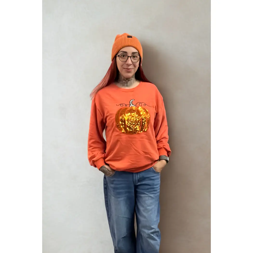 Fall Pumpkin Sequin Sweatshirt