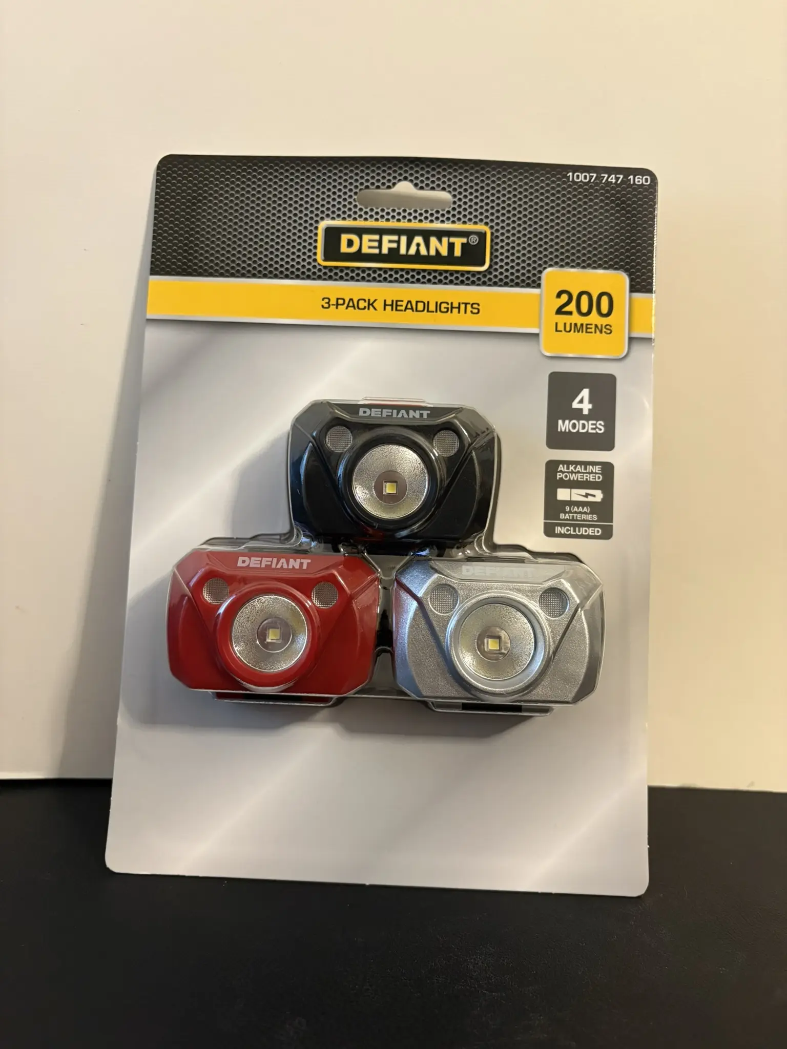Defiant 3-Pack LED Headlights – 200 Lumens, 4 Modes, Batteries Included