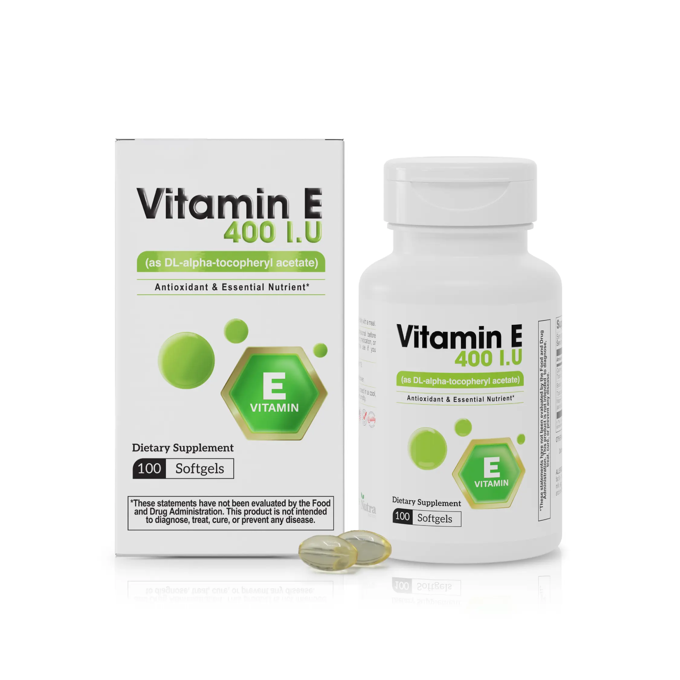 Vitamin E 400 IU Unflavored Oil Softgels - Antioxidant Rich Supplement, Essential Nutrient, Daily Dietary Support, Heart Health, Immune Boost (100 Servings)