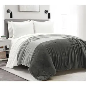 Lush Decor Farmhouse Color Block Ultra Comforter 3Pc F/Q