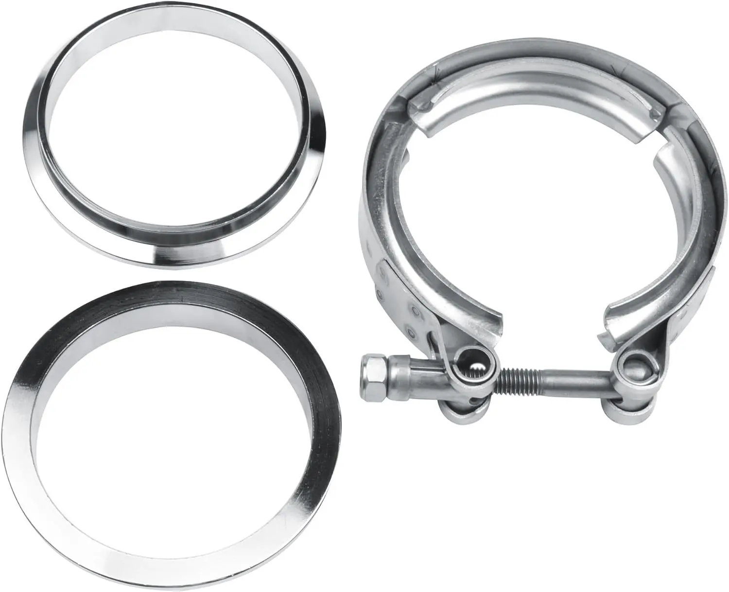 2X Exhaust Downpipe 3inch V-band Clamp 3" Male/Female Flange Kit 304 stainless