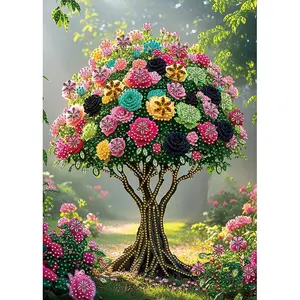 1PC 5D-DIY rose tree painting pattern series irregular shape diamond painting kit, Diamond Art Tools, mosaic production. Holiday gifts, birthday gifts, decorative art for interior walls and tabletops-30x40cm/11.8x15.7inch-frameless