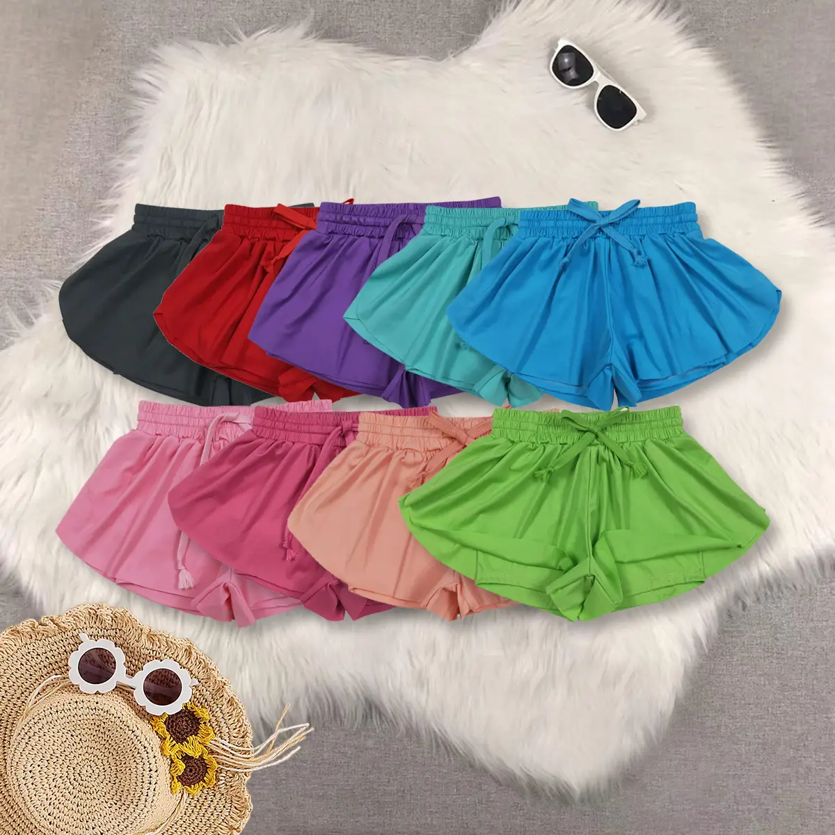 Athletic Active Flowy Butterfly Girls Shorts
