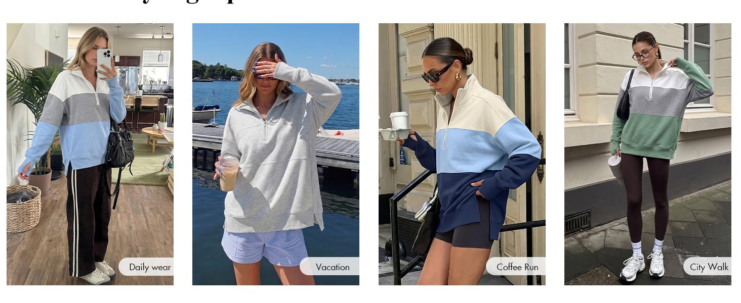 ANRABESS Women's Quarter Zip Pullover Oversized Sweatshirts | Solid Thumbhole Hoodie, Cozy Fleece, Side Pockets, Relaxed Drop Shoulder, Casual Daily Outfit, Fall Fashion ANRABESS Women's Quarter Zip Pullover Oversized Sweatshirts | Solid Thumbhole Hoodie, Cozy Fleece, Side Pockets, Relaxed Drop Shoulder, Casual Daily Outfit, Fall Fashion