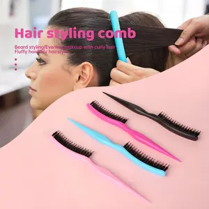 Teasing Bristle Hair Brush for Women - Slick Back Comb with Rat Tail Pick for Hair Sectioning Used for Edge Control, Backcombing, Smoothing, and Styling Fine Hair to Create Volume Hair Styling Combs