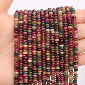 150 count  2 * 4mm Colorful Tourmaline Rondelle Beads,  Abacus Disk Stone Beads Loose Spacer  Beads for DIY Bracelet Necklace  Making (1 Strand)