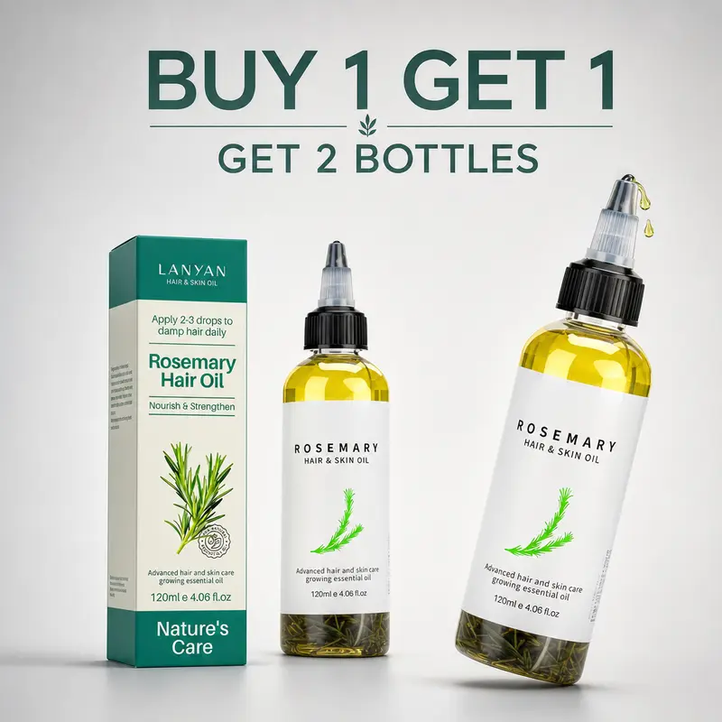 [2 PACKS] Natural Rosemary Hair Growth Oil for Adults, Hydrating Anti-Dandruff Haircare Oil, Scalp Care, Root Strengthening, Anti-Hair Loss, Smooth Texture, 120ml/4.06 fl.oz