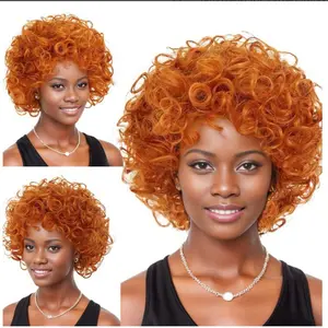 Women's Small Curly Puffy Wig Cap, Halloween Party Costume Wig, Short Curly Hair for Christmas Decoration