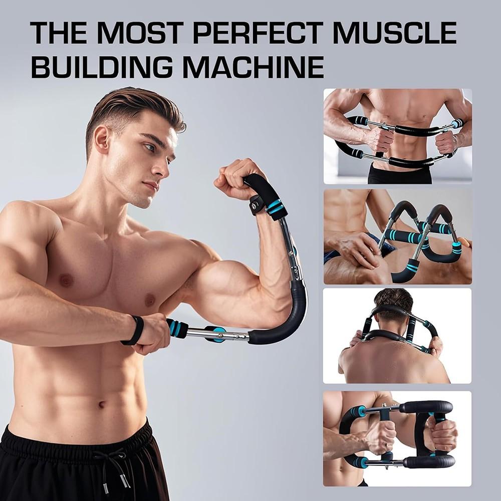 Chest Shoulder Forearm Exerciser, Home & Gym Dual-Use Upper Body Muscle Training Device, 60-100lb Adjustable Power Twister Bar, Portable Detachable Fitness Machine