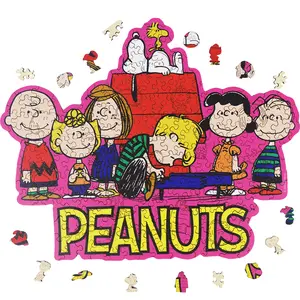 Wooden Jigsaw Puzzle Gift for Snoopy Lovers, 200 Pieces Unique Shaped, 5MM Thick, Officially Licensed Merchandise – Friends, 13.1" x 10.6"