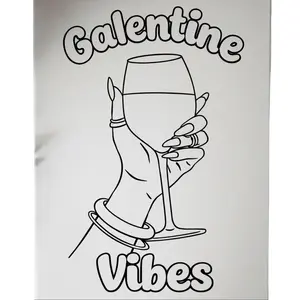 DTF Transfer Outline - Press & Paint Outline, Color your own DTF Print -  Galentine Squad - Valentine's Day -Coloring Activity - Sip and Paint Party - New Years eve Party