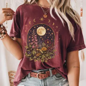 Comfort Colors Boho Celestial Moon Spiritual Floral T-Shirt, Mystical TShirt, Spiritual Boho tee