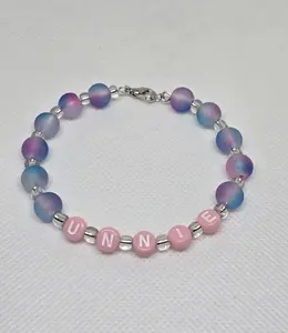 Unnie Handmade Korean K-pop K-Drama Fan Beaded Friendship Bracelet Medium 7.5" Gift for Big Sister or Sister from Another Mother