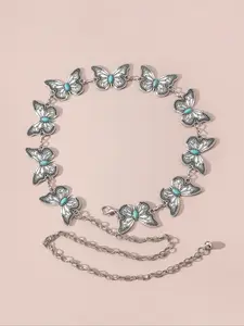 Boho Style Artificial Turquoise Decor Flower Chain Belt, Vintage Western Style Cowboy Belt for Women, Fashion Accessories for Party, Daily Clothing Decor, Trendy Exquisite Belt for Gift, Adjustable Belts