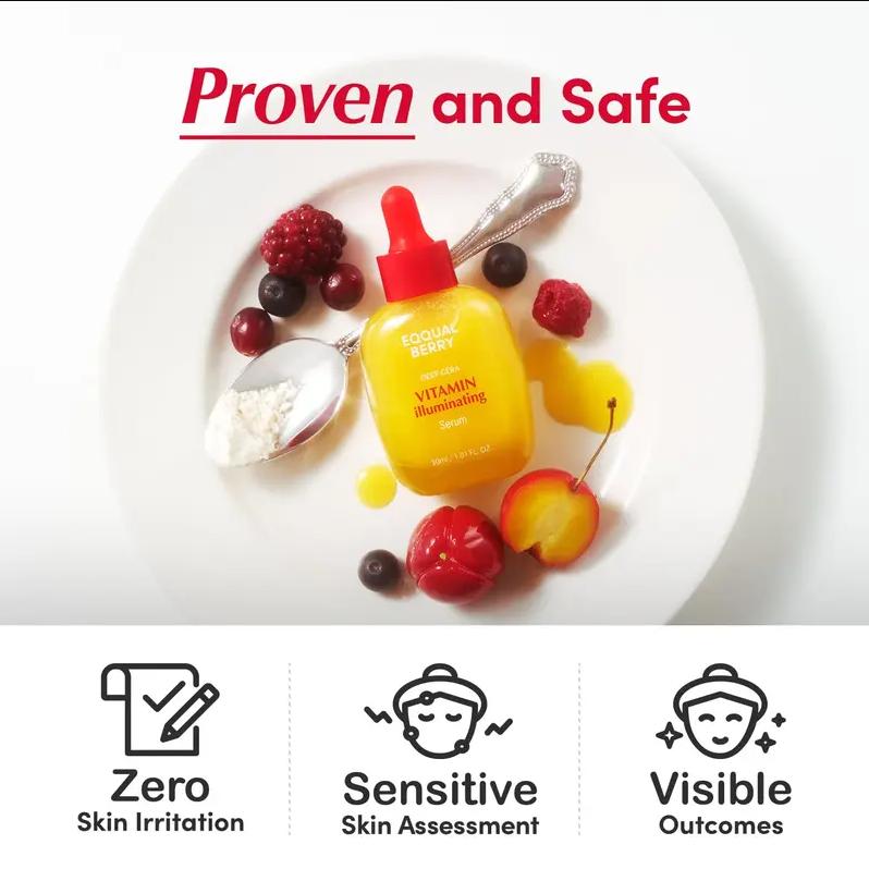 EQQUALBERRY Vitamin Illuminating Skincare Set – Toner + Serum + Cream | Vitamin C & Niacinamide Targets Dark Spots | Glowy, Lightweight Hydration