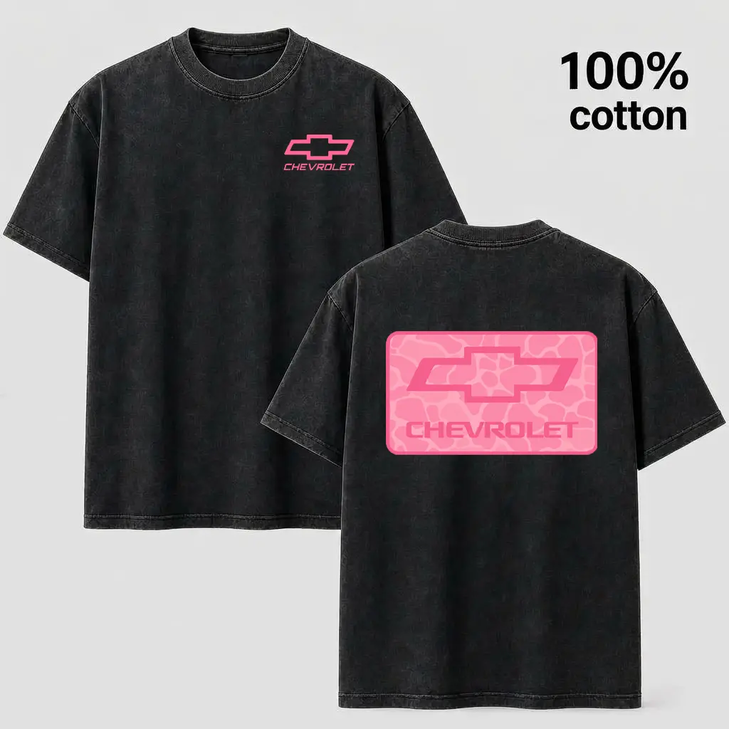 Vintage Mineral Washed Graphic T-Shirt - Retro Pink Camo Box Logo Back Print Casual Short Sleeve Tee