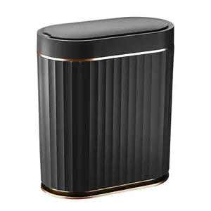 Black Motion Sensor Trash Can with Lid 2 Gallon Automatic Smart Garbage Bin Waterproof Slim Waste Bin for Bathroom Living Room Office