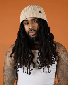 Tan Stripe Satin Lined Beanie