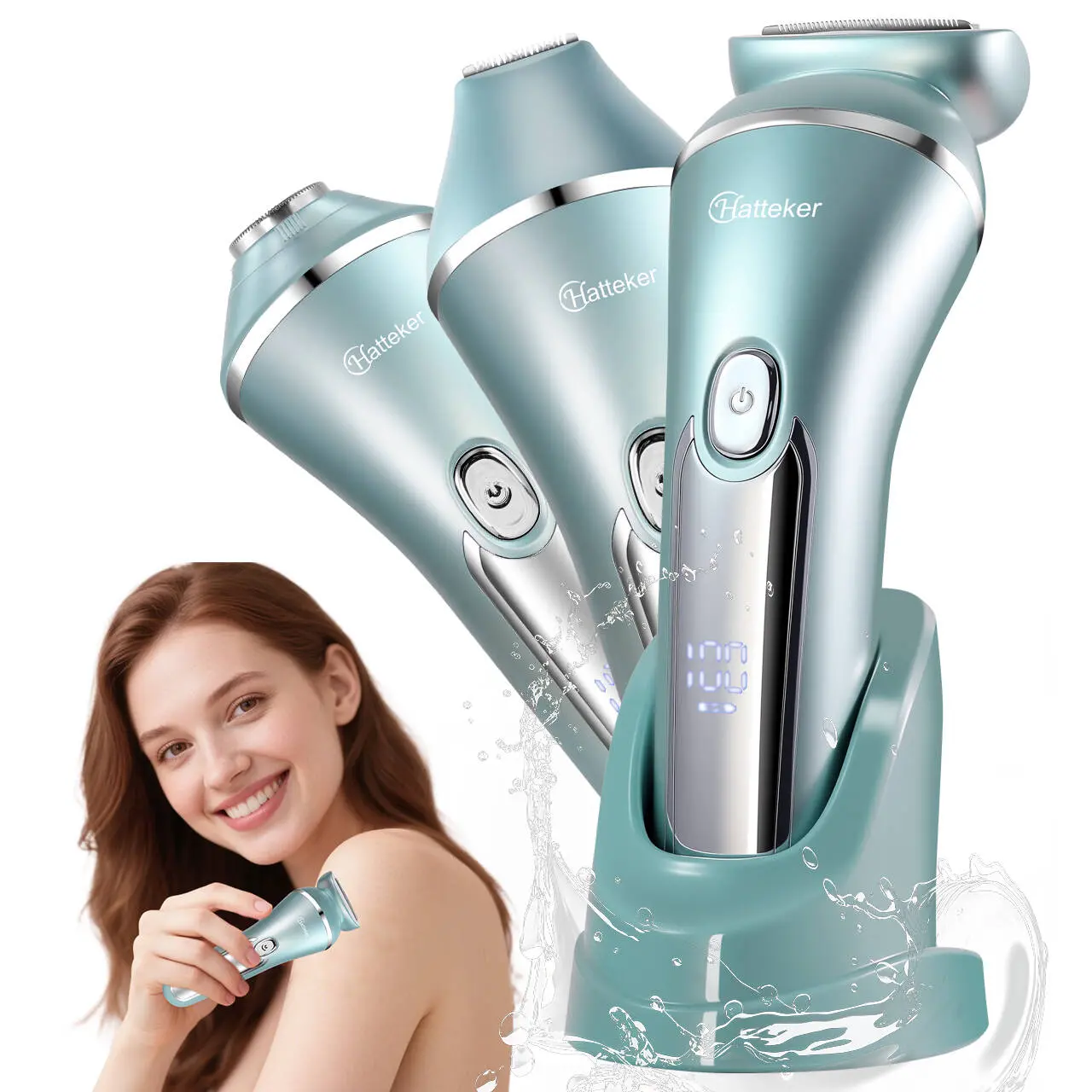 Bikini Trimmer for Women , Electric Razors for Silk Skin,Cordless Body Shaver for Trip,Replaceable Lady Facial Razor, IPX7 Waterproof&Easy Cleaning, Ceramic Blade, USB Rechargeable Trimmer, Portable Body Hair Trimmer for Arms Legs Underarms