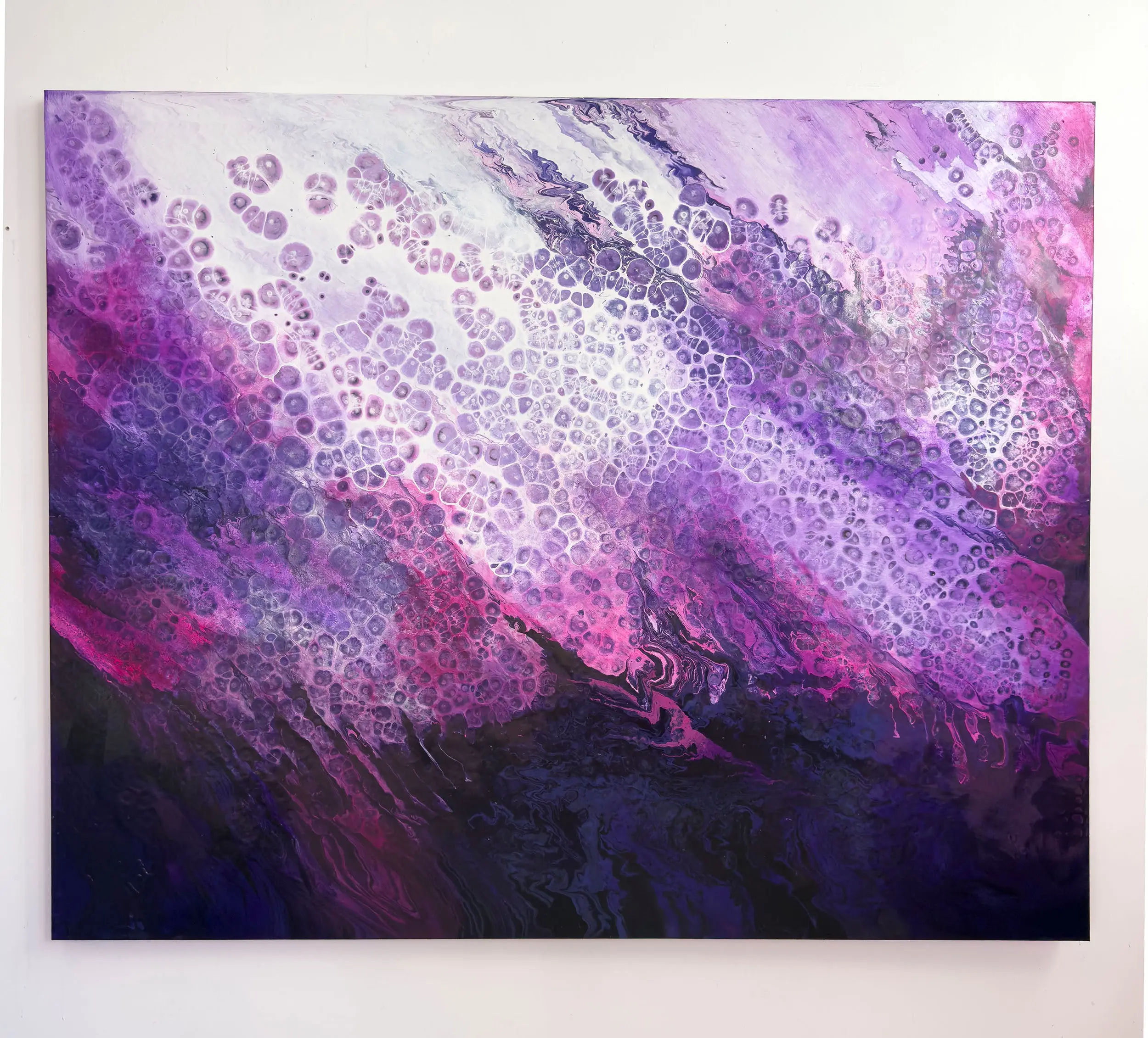 Lilith 48x60x1.25 Canvas Cosmic Oceans Abstract Artwork Hanging Room Decor Satin Varnish Dripped Edges Signed Back Ready to Hang