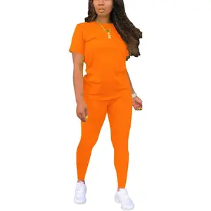 Biker Short Sets Women 2 Piece Outfits Summer Short Sleeve Jogger TracksuitGift