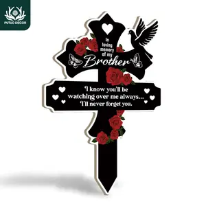 Outdoor Decorative Stake, Personalized Creative Rose & Letter Design Ground Stake, Memorial Gift for Home Farmhouse Garden Lawn Patio Courtyard