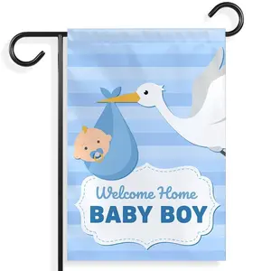 Welcome Baby Boy Garden Flag, Home Announcement for Baby Shower & Gender Reveal, Newborn Yard Decor.