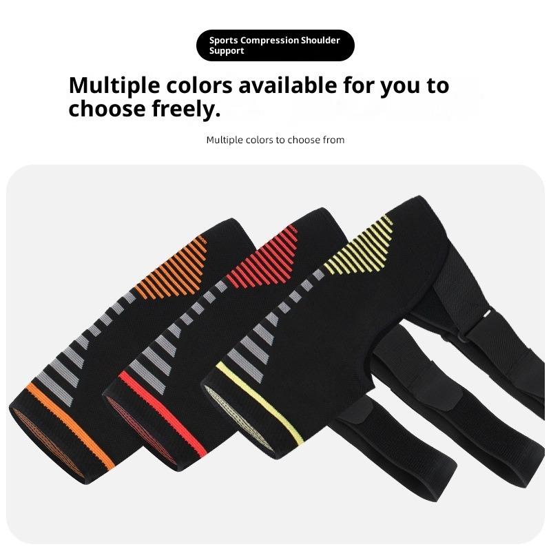 Breathable Compression Shoulder Brace for Men & Women -Adjustable Shoulder Support Belt with Ergonomic Design, Moisture-Wicking Fabric & Red Accent Stripes - Ideal for Gym, Heavy Lifting, Home Office & Sports Injury Recovery, Gym Essential