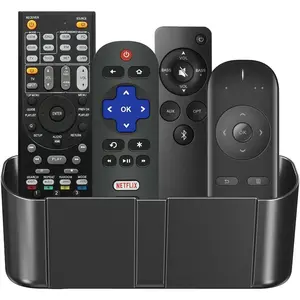 Remote Control Holder Wall Mount,Hole-Free TV Remote Holder for 3 or 4 Remotes, Black, Quantity 1, S4B