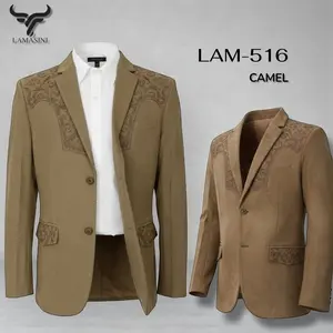 Saco Camel Vaquero de Gamuza con Bordado Western, Lam-516
