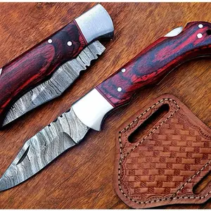 Handmade Damascus Pocket Folding Knife Gife for Husband , Boyfriend,Anniversary
