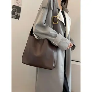 Women's PU Leather Elegant Handbag Shoulder Purse - Solid Color, High-Quality, Large-Capacity Tote Satchel with Shoulder Straps, Versatile Casual Bag for Daily Commuting, Elegant Bag