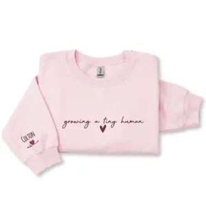 Embroidered Cute Pregnancy Sweatshirt, Growing a Tiny Human Hoodie, Pregnancy Announcement, Gift for New Mom, Maternity Cozy, Baby Bump Shirt, Mom to Be Sweater, Mom To Be Gift
