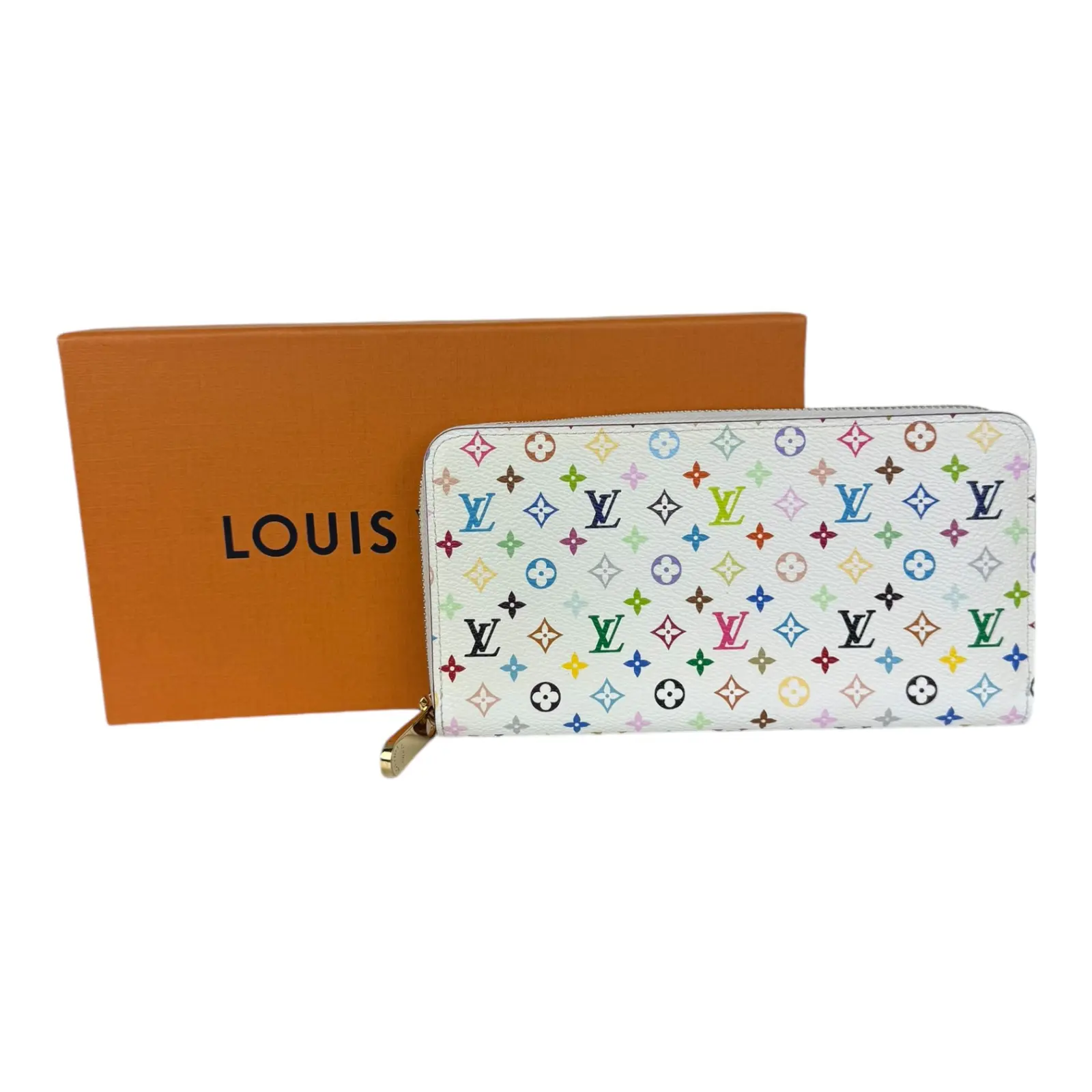 Pre-owned Louis Vuitton Canvas Small Leather Goods x Takashi Murakami Multicolor Monogram Long Zip Around Wallet