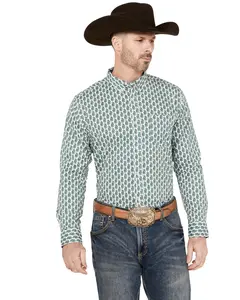 Cody James Men's Punker Paisley Print Long Sleeve Button-Down Western Shirt - Cjsu23w93-Blu