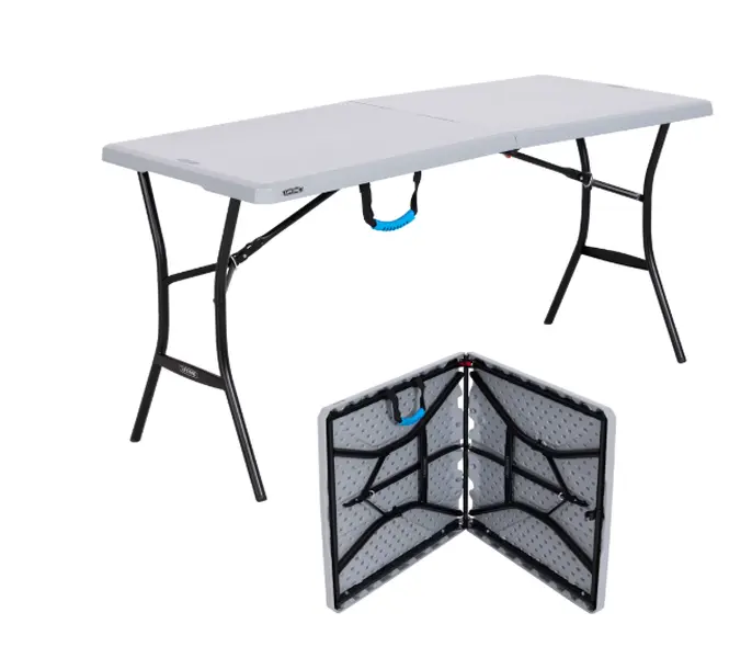 “Lifetime 5-Foot Fold-in-Half Table – Portable Indoor/Outdoor Utility Table for Camping, Events & Tailgating – Gray